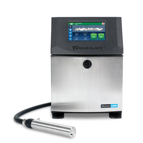 Videojet industrial printer with digital display on a white background